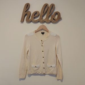 Cream Talbots Merino Wool Petite Cardigan (S)
